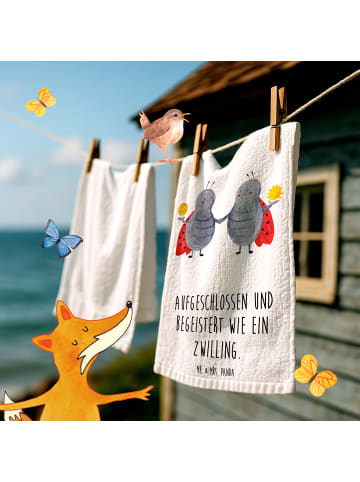 Mr. & Mrs. Panda Handtuch Sternzeichen Zwilling mit Spruch in Weiß