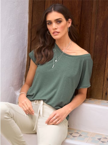 Heine Rundhalsshirt in khaki-goldfarben-geringelt