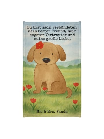 Mr. & Mrs. Panda Handtuch Hund Dame Design mit Spruch in Weiß