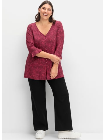 sheego 3/4-Arm-Shirt in weinrot-gemustert
