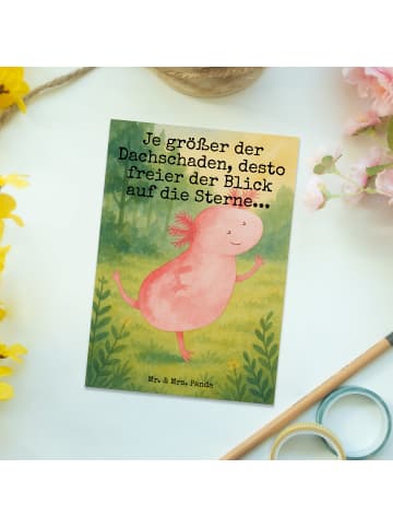 Mr. & Mrs. Panda Postkarte Axolotl Tanzen Design mit Spruch in Weiß