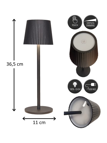 Coen Bakker LED Tischlampe dimmbar IP44 Innen & Außen 36,5x11cm in Anthrazit