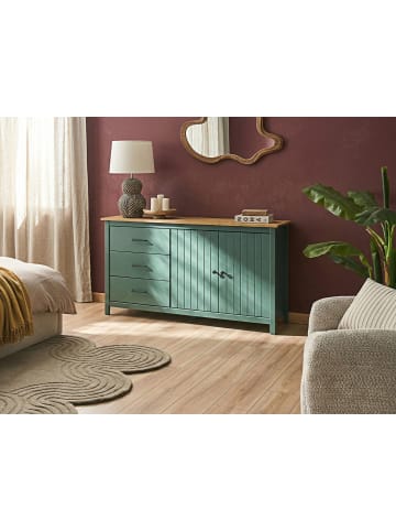 Beliani Sideboard LEONORA in Grün/Braun - (W) 150 x (H) 80 x (L) 40 cm