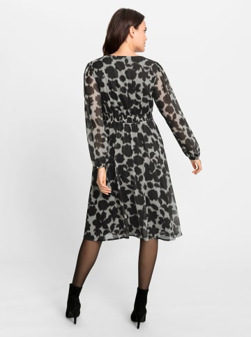 Heine Druck-Kleid in champagner-schwarz-bedruckt