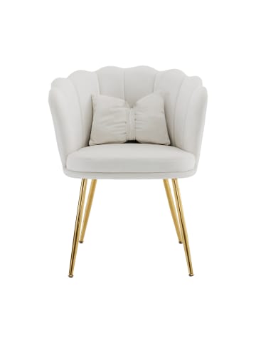 ABRIHOME Wohnzimmersessel in Beige mit Blütenblatt Rückenlehne Goldbeinen Kissen