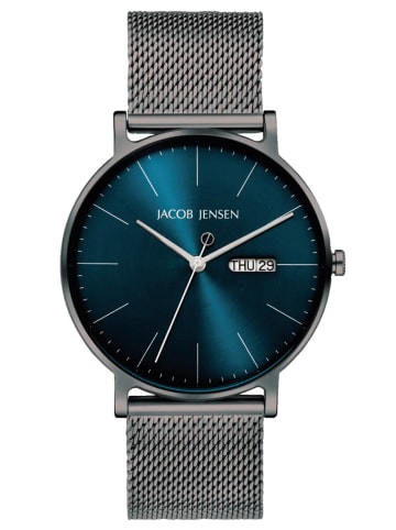 Jacob Jensen Herrenuhr Quarz Titan mit Meshband Blau