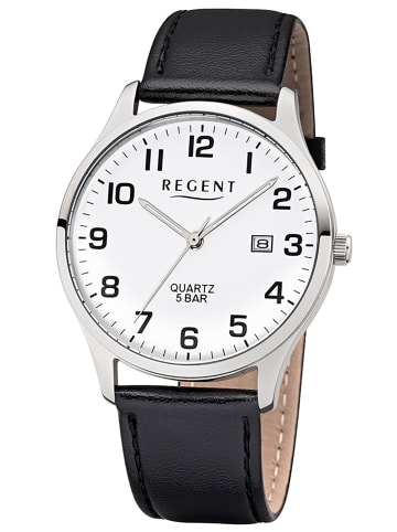 Regent Herrenuhr mit Lederband Schwarz/Weiß