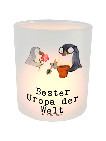 Mr. & Mrs. Panda Windlicht Glas Pinguin Bester Uropa der Welt mi... in Transparent