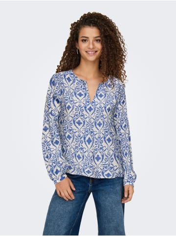 JACQUELINE de YONG Trendige Bluse Langarm Top V-Ausschnitt Zeitloser Design in Blau-2