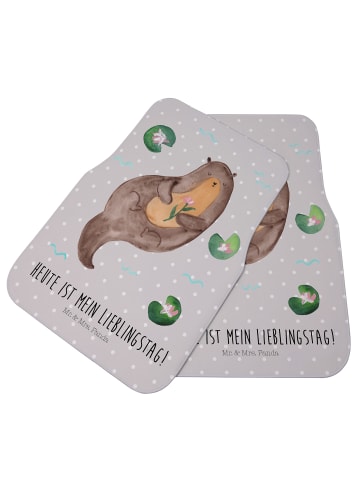 Mr. & Mrs. Panda Auto-Fußmatte Otter Seerose mit Spruch in Grau Pastell