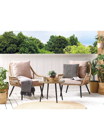 Beliani 3-tlg Bistro Set LAURETO in Braun/Schwarz/Beige