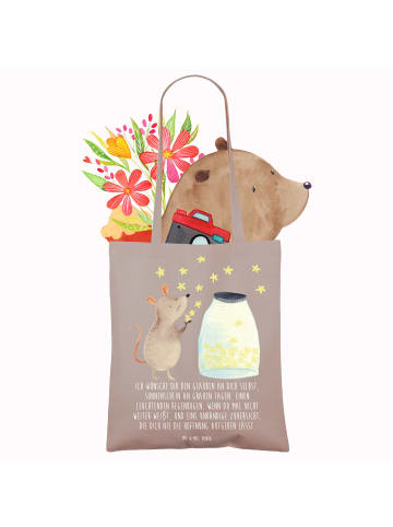 Mr. & Mrs. Panda Uni Tasche Maus Sterne mit Spruch in Braun Pastell