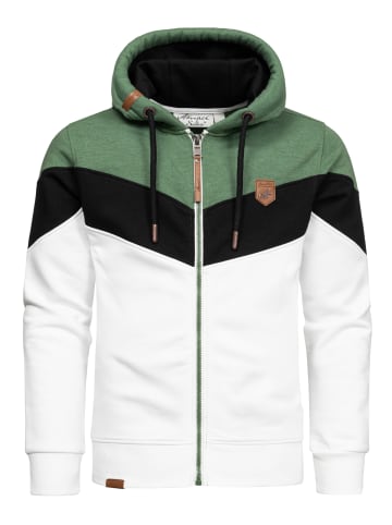 Amaci&Sons Sweatjacke im Block-Design ARDMORE in Grün/Schwarz/Weiß