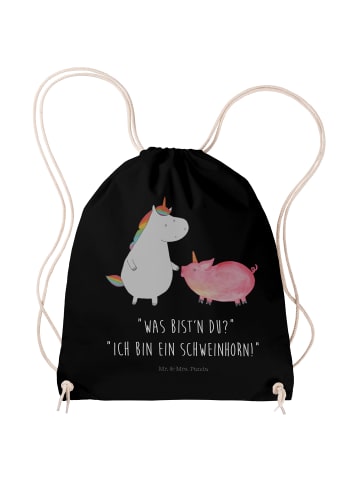 Mr. & Mrs. Panda Materialtasche Einhorn Schwein mit Spruch in Schwarz