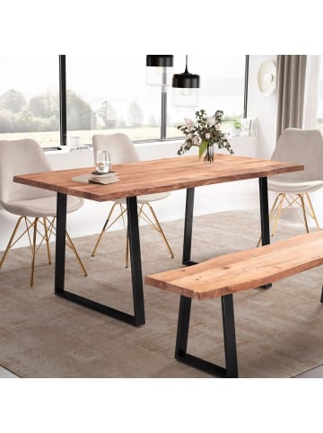 KADIMA DESIGN Esstisch Massivholz Industrial-Look, Naturkante