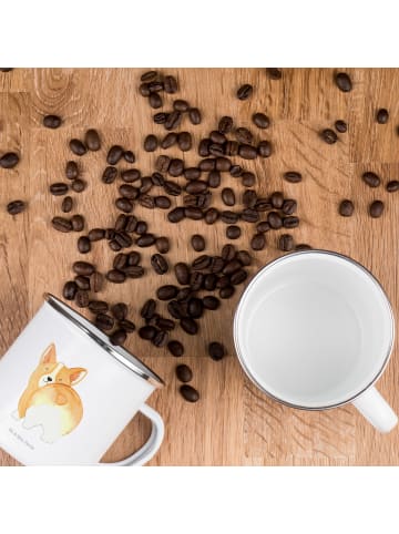 Mr. & Mrs. Panda Emaille Tasse Corgi Po ohne Spruch in Weiß