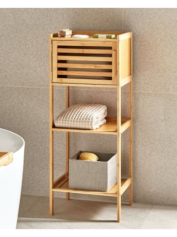 Beliani Badezimmerregal BECKLEY in Heller Holzfarbton - (W) 36 x (H) 91 x (L) 30 cm