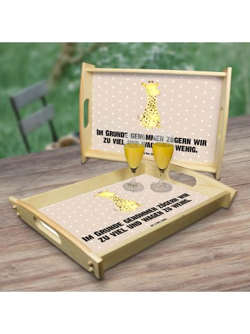 Mr. & Mrs. Panda Tablett Giraffe Zufrieden mit Spruch in Sandig
