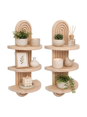 relaxdays 2 x Wandregal in Natur - (B)21,5 x (H)45 x (T)12 cm