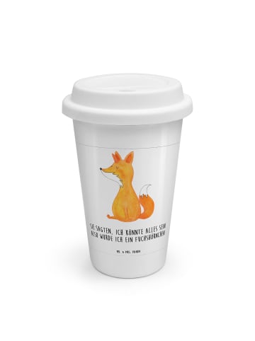 Mr. & Mrs. Panda Thermokaffeebecher Einhorn Fuchs mit Spruch in Weiß
