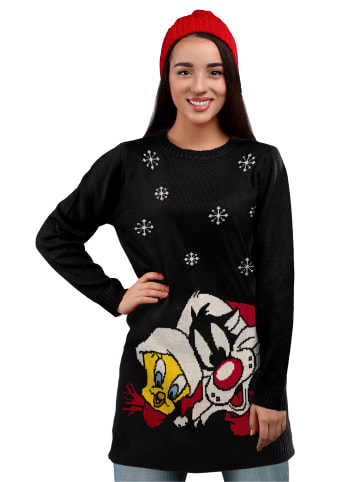 United Labels Looney Tunes Strickkleid - Sylvester und Tweety Weihnachten in schwarz