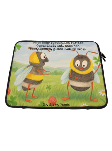 Mr. & Mrs. Panda Hülle Laptop Hummeln Kleeblatt Design mit Spruch in Weiß