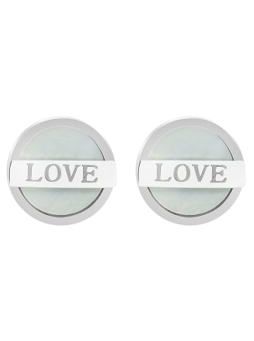 Adeliás Damen Ohrringe – Ohrstecker aus Edelstahl mit Perlmutt in silber