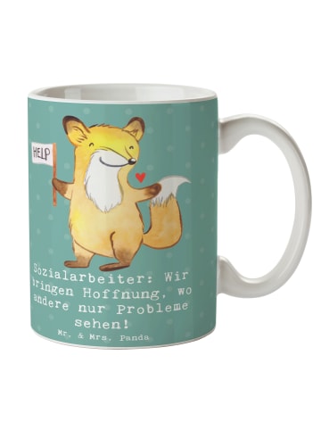 Mr. & Mrs. Panda Tasse Sozialarbeiterin Hoffnungsträger mit Spruch in Meeresbrise