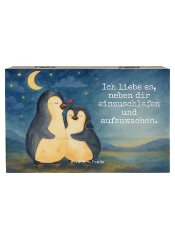 Mr. & Mrs. Panda Geschenkbox Pinguine Einschlafen Design mit Spruch in Weiß