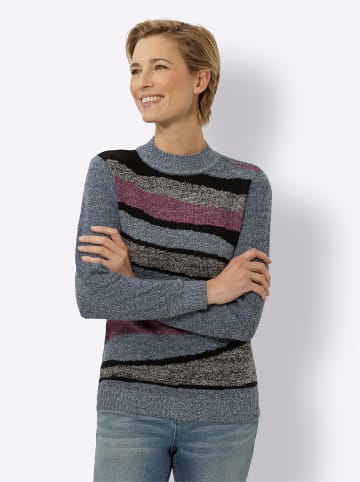 Sieh an! Bouclé-Pullover in jeansblau-meliert