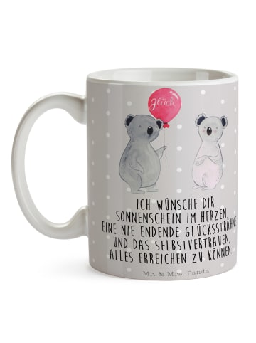 Mr. & Mrs. Panda Trinkbecher Koala Luftballon mit Spruch in Grau Pastell