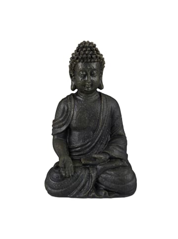 relaxdays Buddha Figur in Dunkelgrau - (H)18 cm