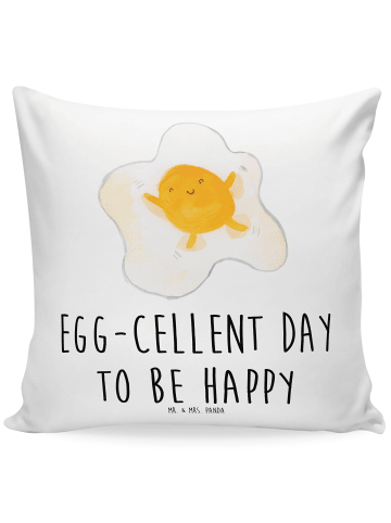 Mr. & Mrs. Panda Deko Kissen Spiegelei Ei mit Spruch in Weiß