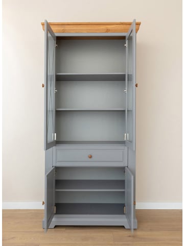 Feldmann-Wohnen Standvitrine Marone Elite Weiß / Kiefer Natur 95 / 41 / 200cm