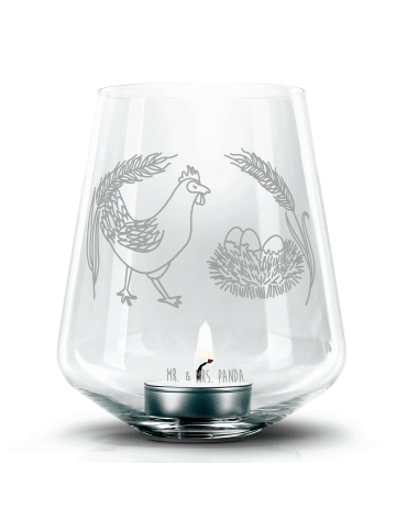 Mr. & Mrs. Panda Graviertes Windlicht Huhn Stolz ohne Spruch in Transparent
