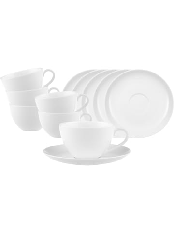 Villeroy & Boch 12er Set Kaffeetasse mit Untertasse Anmut 6er Set weiß in weiß
