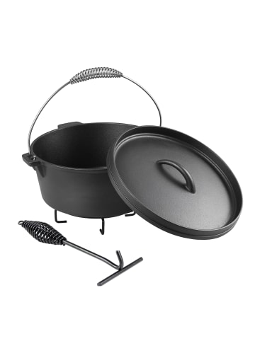 Home Nature Wohnkonzept Gusseisen Topf 4.5L Dutch Oven 4-teilig in Schwarz ⌀25 cm
