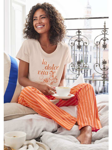 VIVANCE DREAMS Pyjama in orange-gestreift