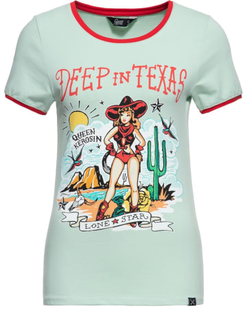 Queen Kerosin Shirt "Contrast T-Shirt Deep in Texas" in Grün