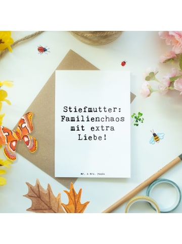Mr. & Mrs. Panda Grußkarte Stiefmutter Liebe mit Spruch in Weiß