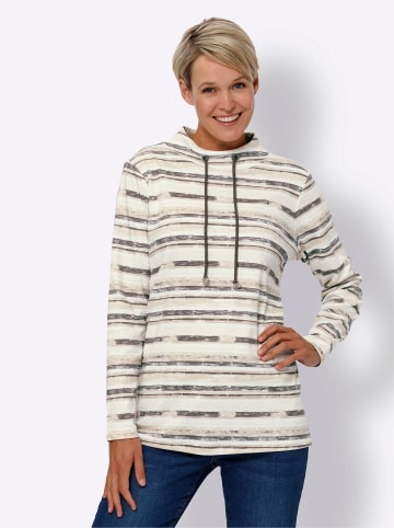 Sieh an! Langarmshirt in beige-ecru-bedruckt