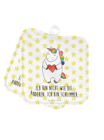 Mr. & Mrs. Panda Topfuntersetzer Einhorn Herz mit Spruch in Weiß
