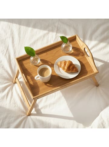 relaxdays 2 x Betttablett in Natur- (B)52 x (H)25 x (T)33 cm