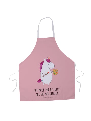 Mr. & Mrs. Panda Kochschürze Einhorn Künstler mit Spruch in Rot Pastell