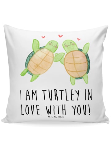 Mr. & Mrs. Panda zier kissen Schildkröten Paar mit Spruch in Weiß