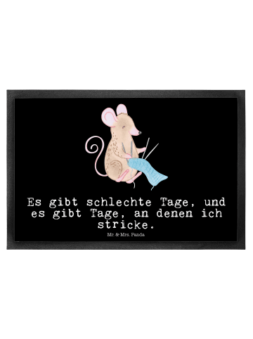 Mr. & Mrs. Panda Schmutzfangläufer Maus Stricken mit Spruch in Schwarz