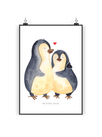 Mr. & Mrs. Panda Print Pinguin umarmen ohne Spruch in Weiß