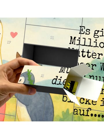 Mr. & Mrs. Panda Adventskalender Pinguin mit Kind Design mit Spruch in Weiß