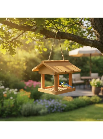 relaxdays Vogelfutterhaus in Orange - (B)26 x (H)22 x (T)22 cm