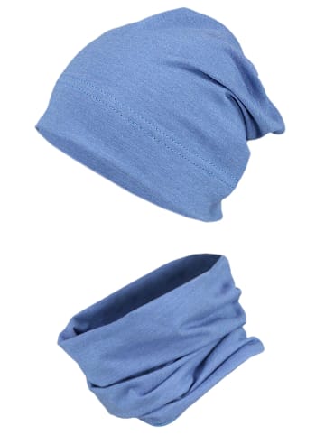 TupTam Jungen Beanie Mütze und Schlauchschal 2er Set in blau